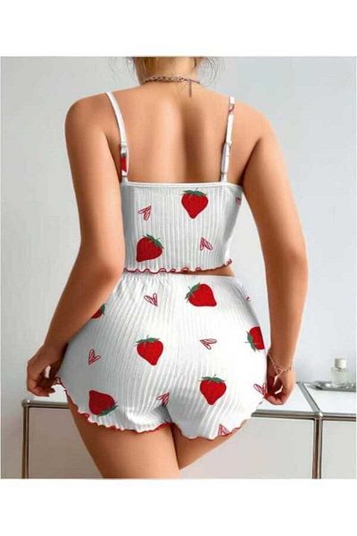 Ruselin Combed Cotton Fabric Flexible 2-Piece Patterned Shorts Set