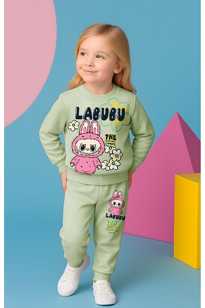 LİLLYPİCCA Lalubu Character Printed Lycra 2-Thread Cotton Combed Fabric 2-Piece Girl's Set