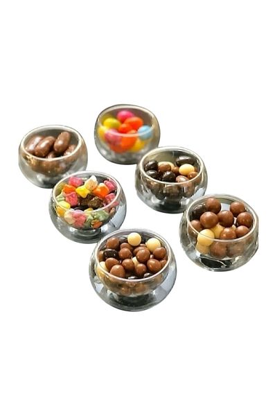 UCR HOME Double-Sided Turkish Delight Bowl, Presentation Bowl, Mini Sauce Bowl, Dragee Coffee Side Treat, Jam Bowl, Snack Bowl, Set of 6