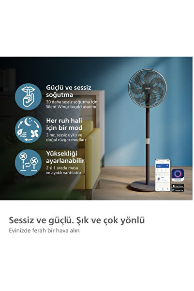Philips Güçlü ve Ultra 3000 Serisi Sessiz Vantilatör, CX3550/01 Ayaklı Vantilatör