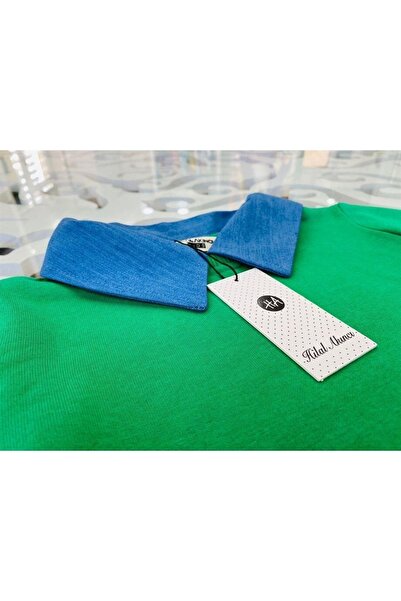 Marka Sensin Kids Girl's Jeans Collar Raised Sweatshirt Pleated Denim Skirt Set of 2