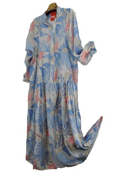 elma abone Yazlik Viscosa Half Buttoned Patterned Dress