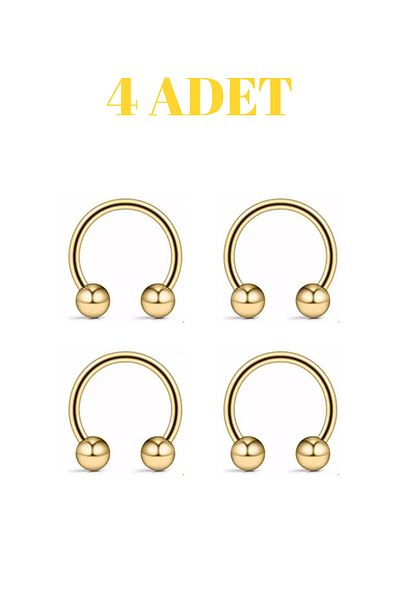 Blisse Piercing 4 Pieces of Surgical Steel Piercings |   Tragus Helix Cartilage Septum Nose Lip Compatible