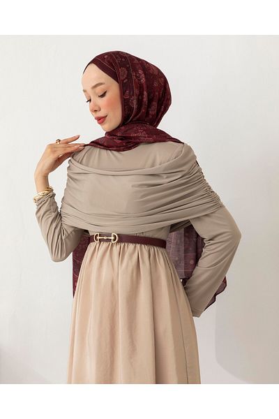Nura Francy bluză cu mâneci lungi pentru femei, culoarea pietrei, îmbrăcăminte islamică, cu detaliu de volan