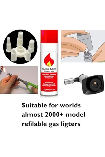 fitto Ultra Pure Butane Gas Refill with 6 Nozzles by Fitto, 130 Grams