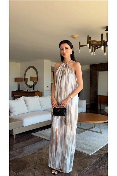 HAZELANNA Satin Dress with Necklace