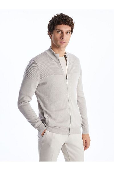 LC Waikiki Cardigan de tricotaj pentru bărbați cu guler standart bej