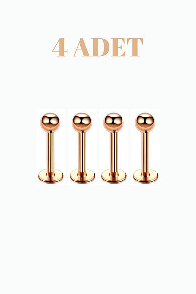 Blisse Piercing 4Pcs Surgical Steel Tragus Labret Helix Cartilage Lip Medusa Piercing Set