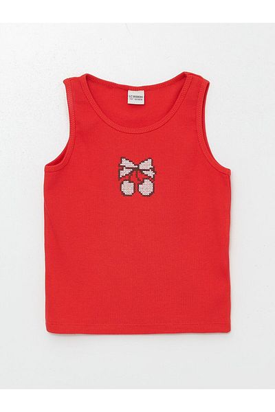 LC Waikiki Red Crew Neck Girl's Crop Undershirt