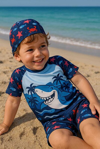 RONYPONY takım Üç Parça ERKEK Çocuk Boneli Mayo