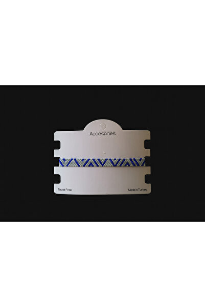 Tanem Mall Single Design Miyuki Bracelet – Blue and White Pattern Handmade Wo...