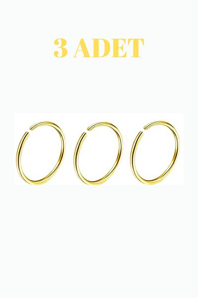 Blisse Piercing Set of 3 Surgical Steel Fine Wire Stretcher Rings |   0.8mm Nose Piercing Silver Color