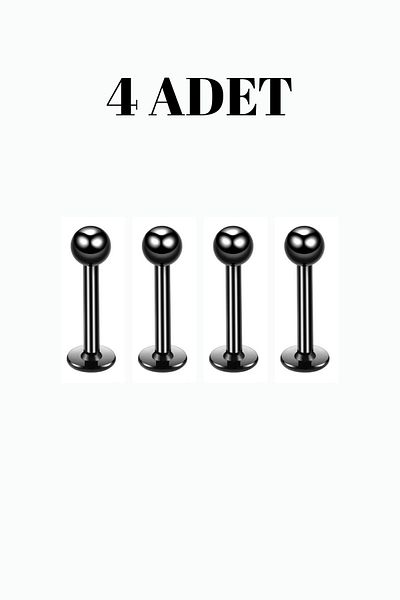 Blisse Piercing 4Pcs Surgical Steel Tragus Labret Helix Cartilage Lip Medusa Piercing Set