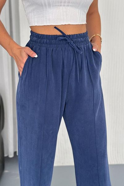 adba style Lace-Up Elastic Waist Modal Palazzo Women's Trousers 4015