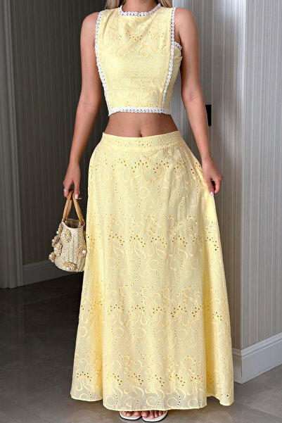 ASEDE Imported Special Design Lace Cotton Scallop Bottom Top Set