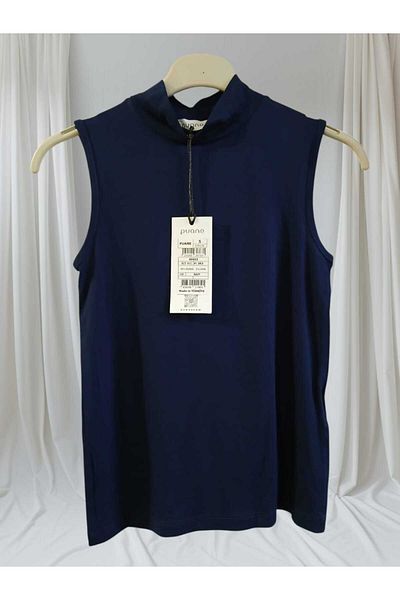 Puane Lenjerie de corp din Lycra cu jumătate de gât, albastru bleumarin, cu mâneci zero, 40005