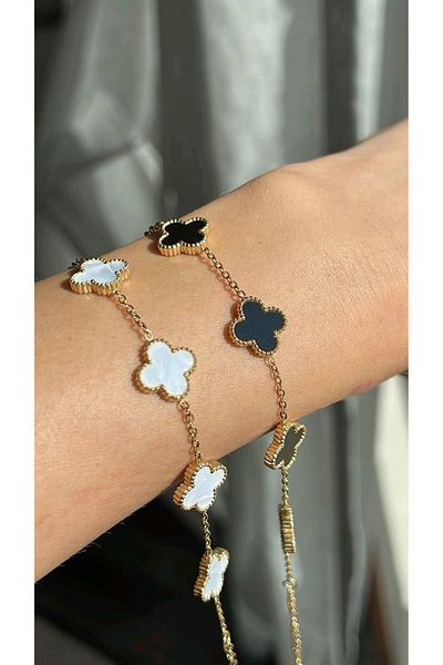 Fiamoss Women's Handmade Design Clover Bracelet