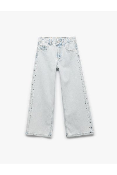 Koton Pantaloni din denim cu picioare largi din bumbac