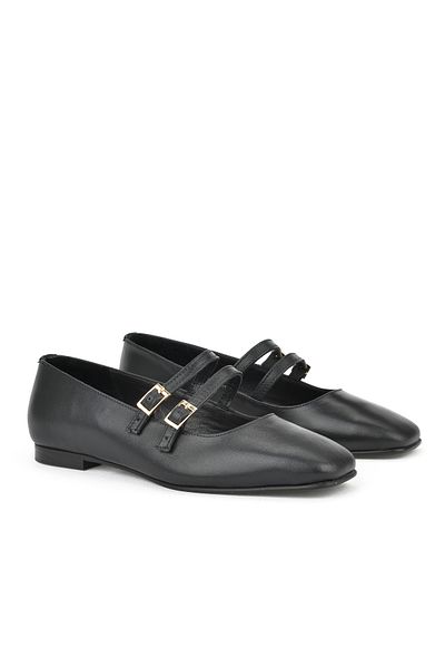 Ziya , Women's Genuine Leather Ballerinas 1531054Z3401 Black