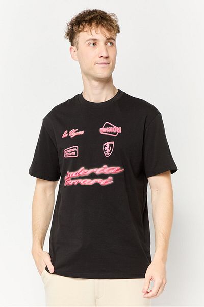 Puma x Scuderia Ferrari Men Sportswear Fit Graphic Print Short Sleeves Outdoor T-Shirt, Black