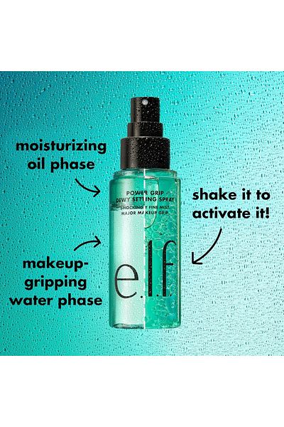 Alf Dewy Power Grip Setting Spray Ultra-smooth, long-lasting formula locks in makeup for a wet finish