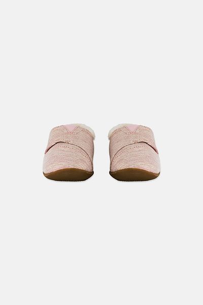 Toms Toddlers Girl House Cotton Shoes, Twill Glimmer Pink