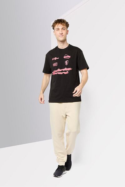 Puma x Scuderia Ferrari Men Sportswear Fit Graphic Print Short Sleeves Outdoor T-Shirt, Black