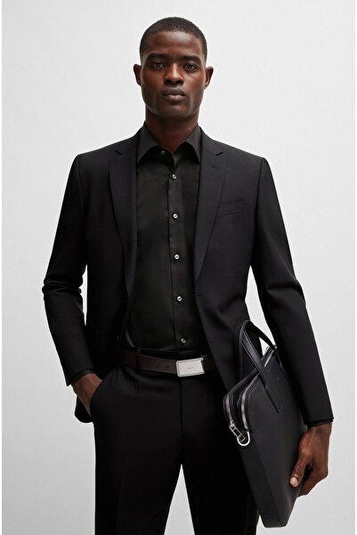 BOSS Erkek Regular Fit Pamuklu Uzun Kollu Siyah Gömlek 50479943-001