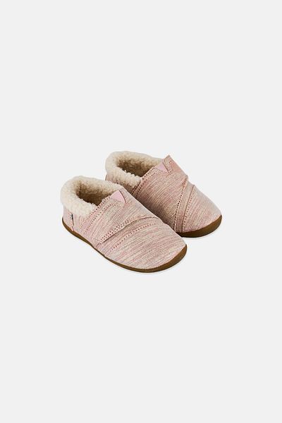 Toms Toddlers Girl House Cotton Shoes, Twill Glimmer Pink