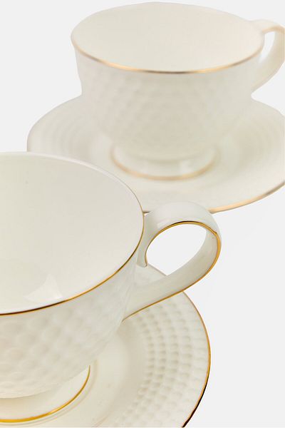 Fissman 2pcs Noemi Series Cups With Saucer Sets 300ml, White