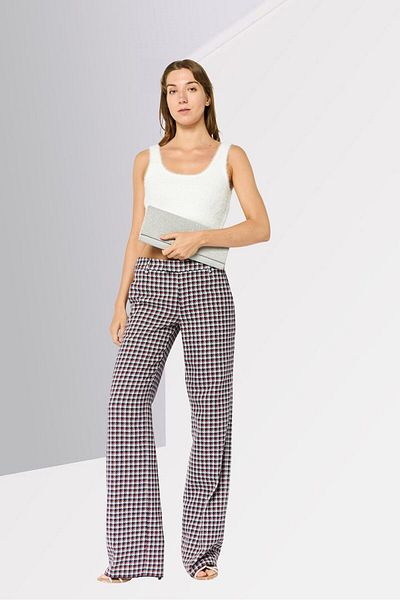 Harmont & Blaine Women Regular Fit Checked Straight Leg Pants, Multicolor
