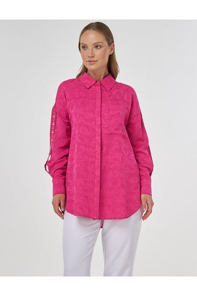 Kayra Viscose Tunic Fuchsia with Embroidery Detail