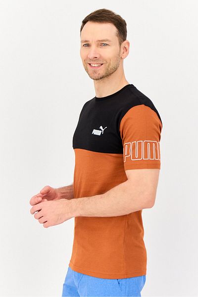 Puma Men Relaxed Fit Short Sleeve Brand Print Outdoor T-Shirt, Multicolor