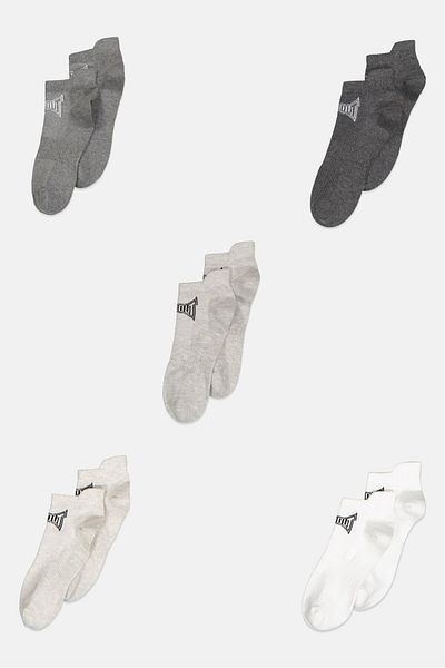 Tapout Men 5 Pairs Brand Logo Ankle Socks, Multicolor