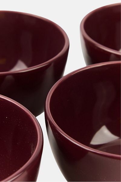 Maser Inoda 4 Pieces Ceramic Bowl Set, Burgundy