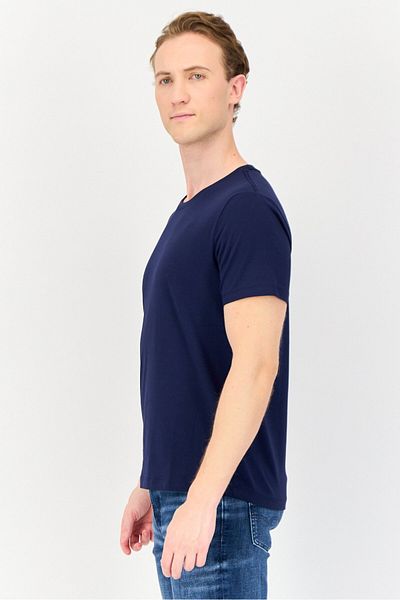 Vince Camuto Men Crew Neck Short Sleeve Plain T-Shirt, Navy Blue