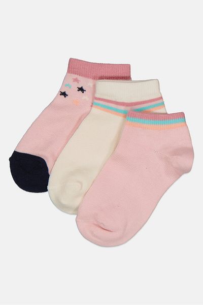Bebe Toddlers Girl 3 Pairs Stripe Ankle Socks, Multicolor