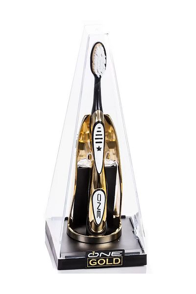One Gold Toothbrush Plated with 24K Gold, 3 White Refills, Limited Edition