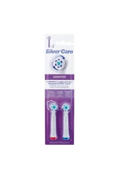 SILVER CARE Set 2 rezerve Silver Care Sensitive periuta dinti electrica rotativa compatibile Oral-B