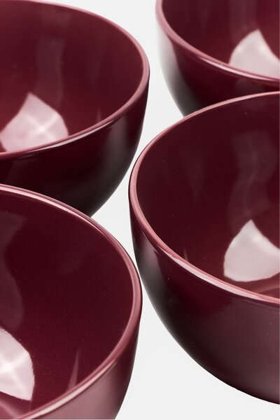 Maser Inoda 4 Pieces Ceramic Bowl Set, Burgundy