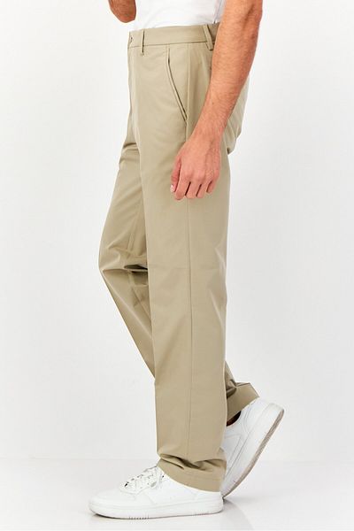 Greg Norman Men Regular Fit Embroidered Logo Chino Pants, Khaki
