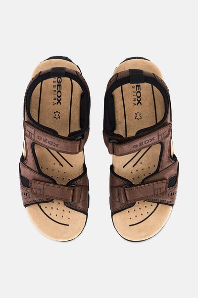 Geox Men U S,Strada A Velcro Closure Sandal, Brown