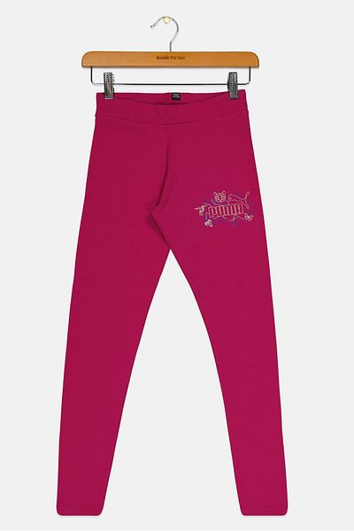 Puma Kids Girl Graphic Print Outdoor Leggings, Fuchsia Pink