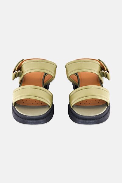 Geox Women Lisbona Velcro Platform Heel Sandals, Olive