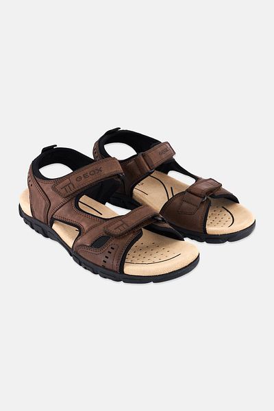 Geox Men U S,Strada A Velcro Closure Sandal, Brown