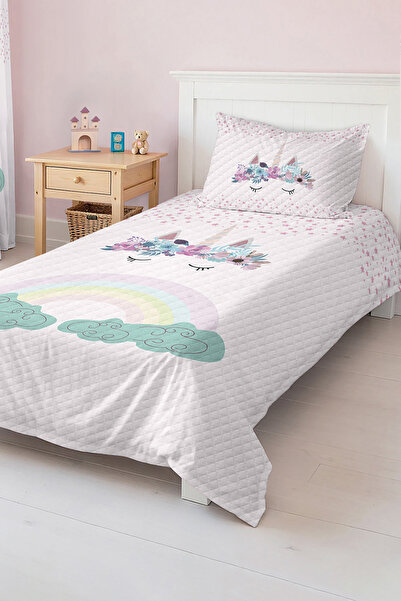 Realhomes مجموعة بيكيه فردية لغرفة الأطفال والبنات بألوان الباستيل على شكل زه...