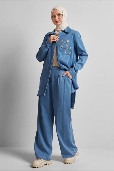 Alvina Denim Suit with Pants 45499