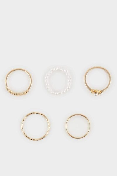 DeFacto Women's 5-Piece Gold Ring F0882Axns
