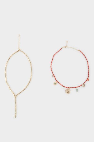 DeFacto Women's 2-Piece Red Beaded Necklace F4027Axns