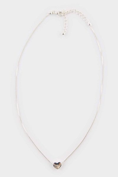 DeFacto Women's Minimal Heart Silver Necklace F5978Axns